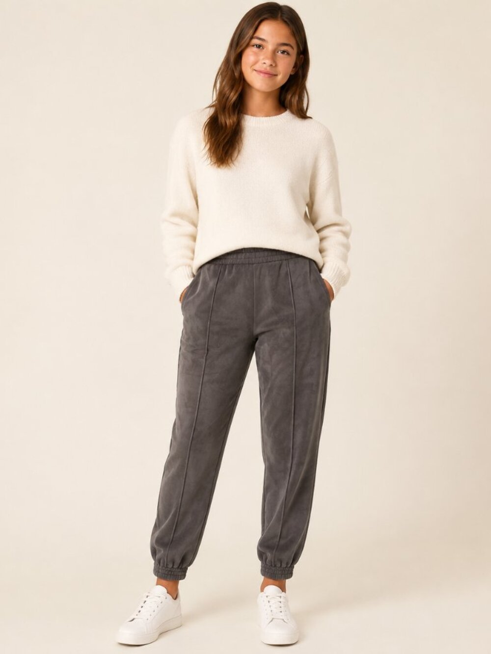 Tractr Girls Faux Suede Pull-On Pants Charcoal Gray Size 16 NWT